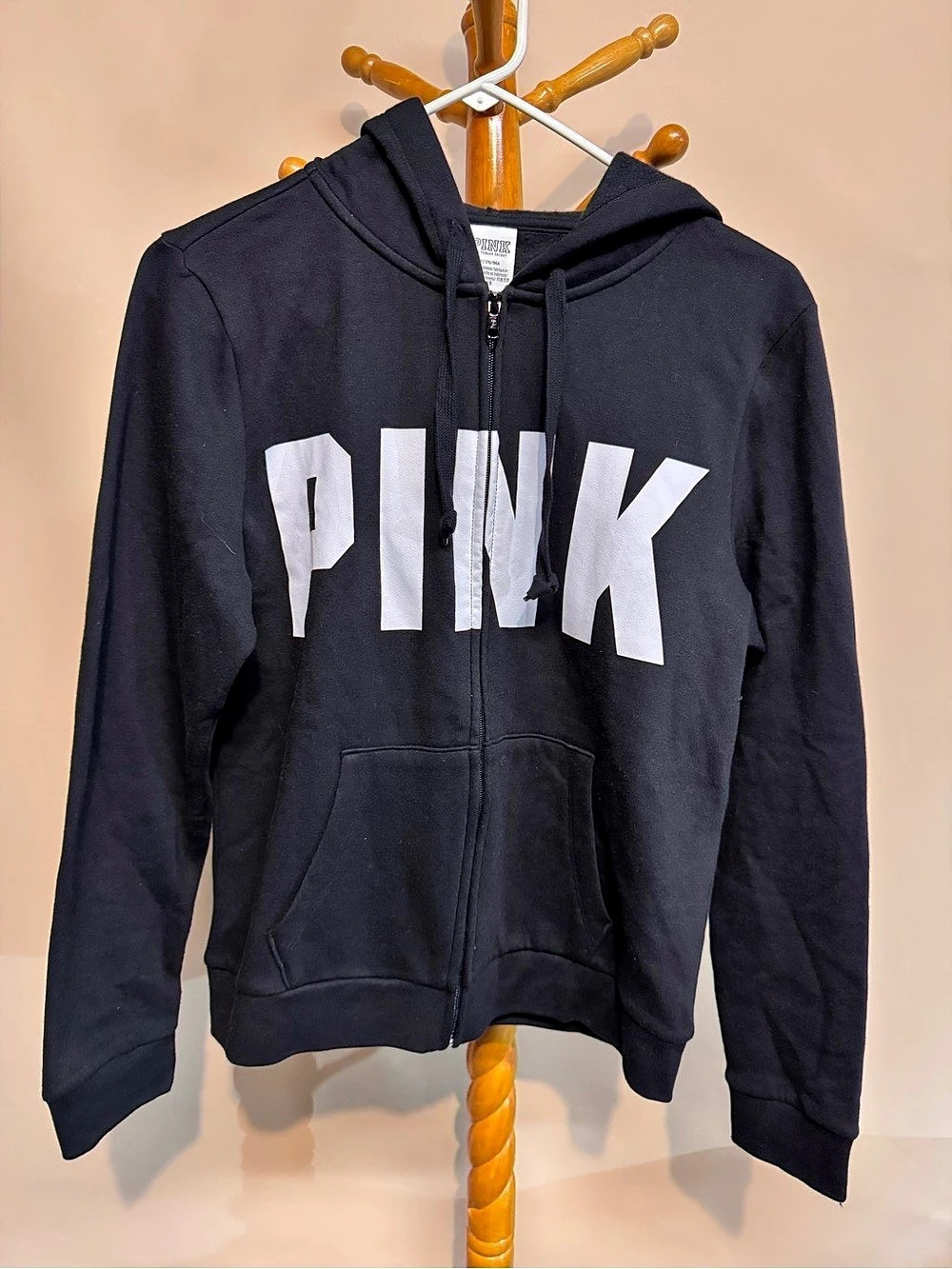 Victoria's Secret PINK Campus Full Zip Hoodie and Jogger Set Black & White